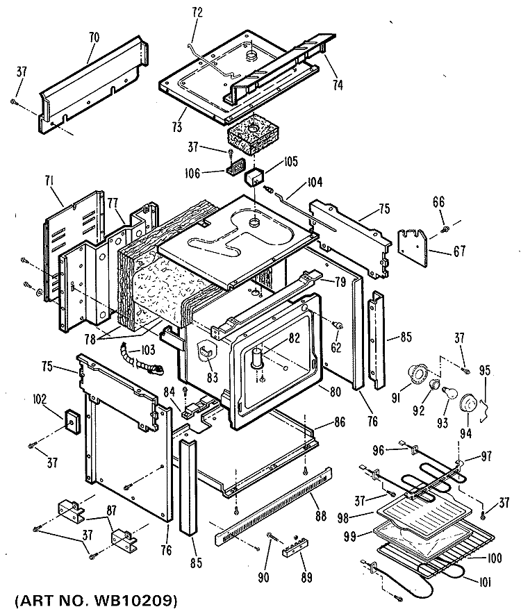 Section Diagram and Parts List for JDP36GH2  General Electric Range