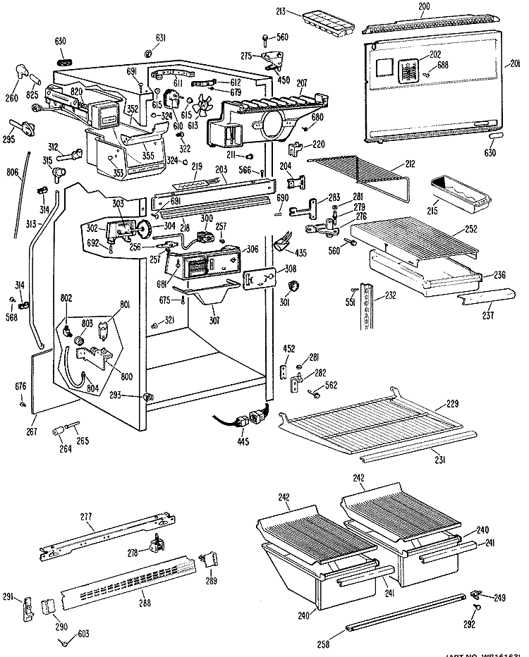 Section Diagram and Parts List for TBX18AHCR  General Electric Refrigerator