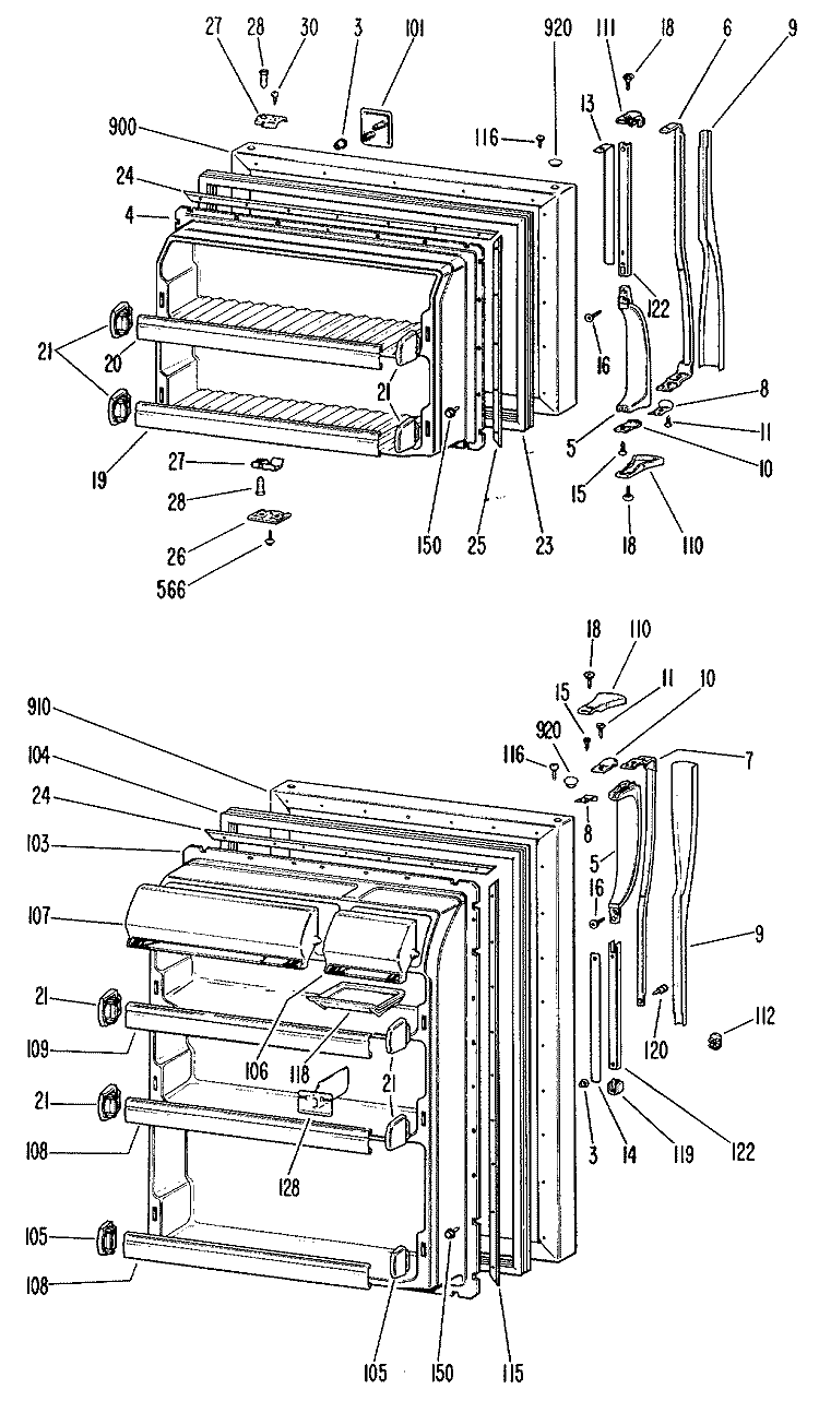 Section Diagram and Parts List for TBX18CHCR  General Electric Refrigerator