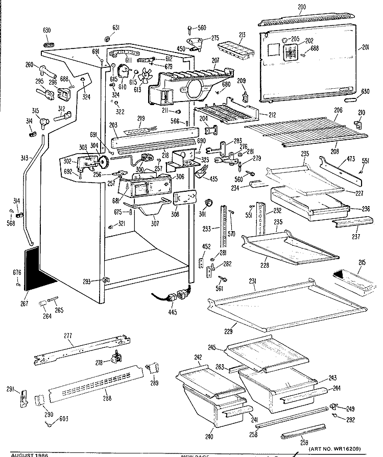 Section Diagram and Parts List for TBX18CHCR  General Electric Refrigerator