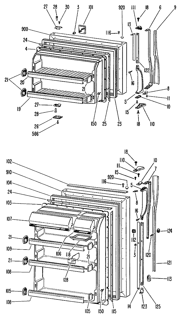 Section Diagram and Parts List for TBX18KHCR  General Electric Refrigerator
