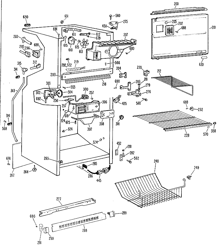 Section Diagram and Parts List for TBX18LHCR  General Electric Refrigerator