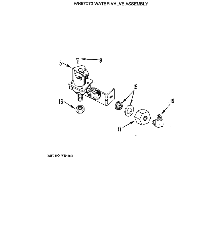 WATER VALVE ASSEMBLY Diagram and Parts List for WR57X70  General Electric Water Filter System