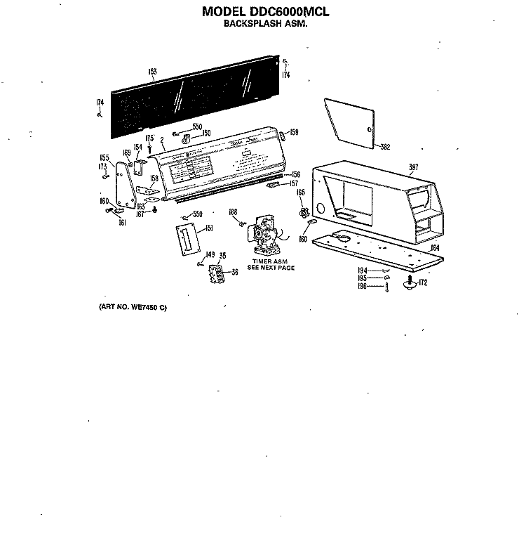 BACKSPLASH ASM. Diagram and Parts List for DDC6000MCL  General Electric Dryer