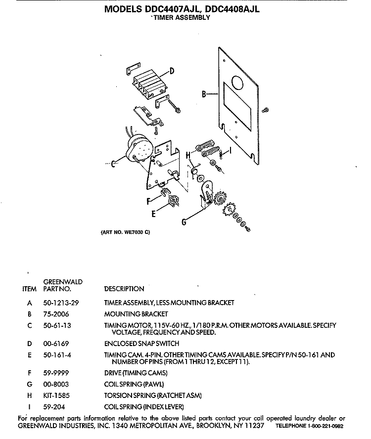 Section Diagram and Parts List for DDC4407AJL  General Electric Dryer