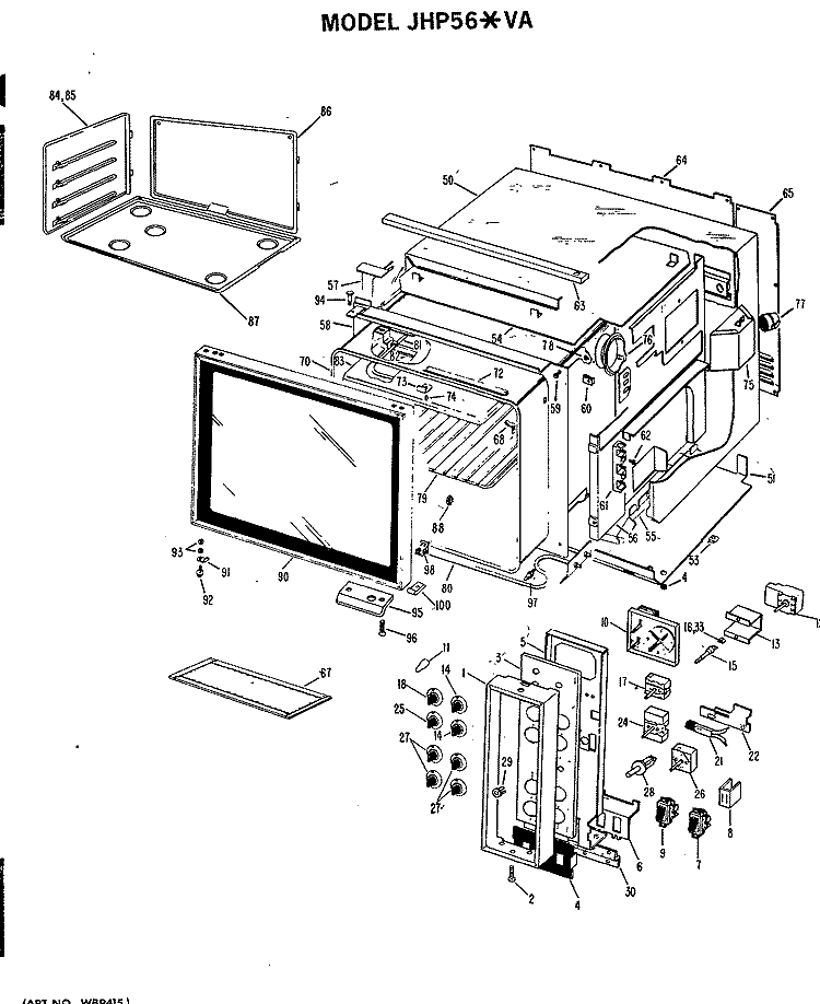 CONTROL PARTS Diagram and Parts List for JHP56*VA  General Electric Range