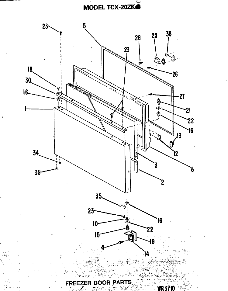 Section Diagram and Parts List for TCX-20ZKC  General Electric Freezer