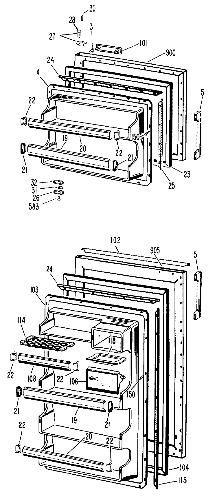 Section Diagram and Parts List for CTF14CBDR  Hotpoint Refrigerator