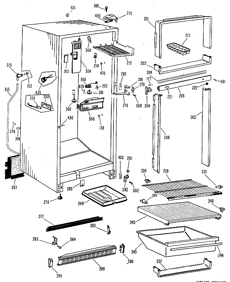 Section Diagram and Parts List for CTF14CBDR  Hotpoint Refrigerator