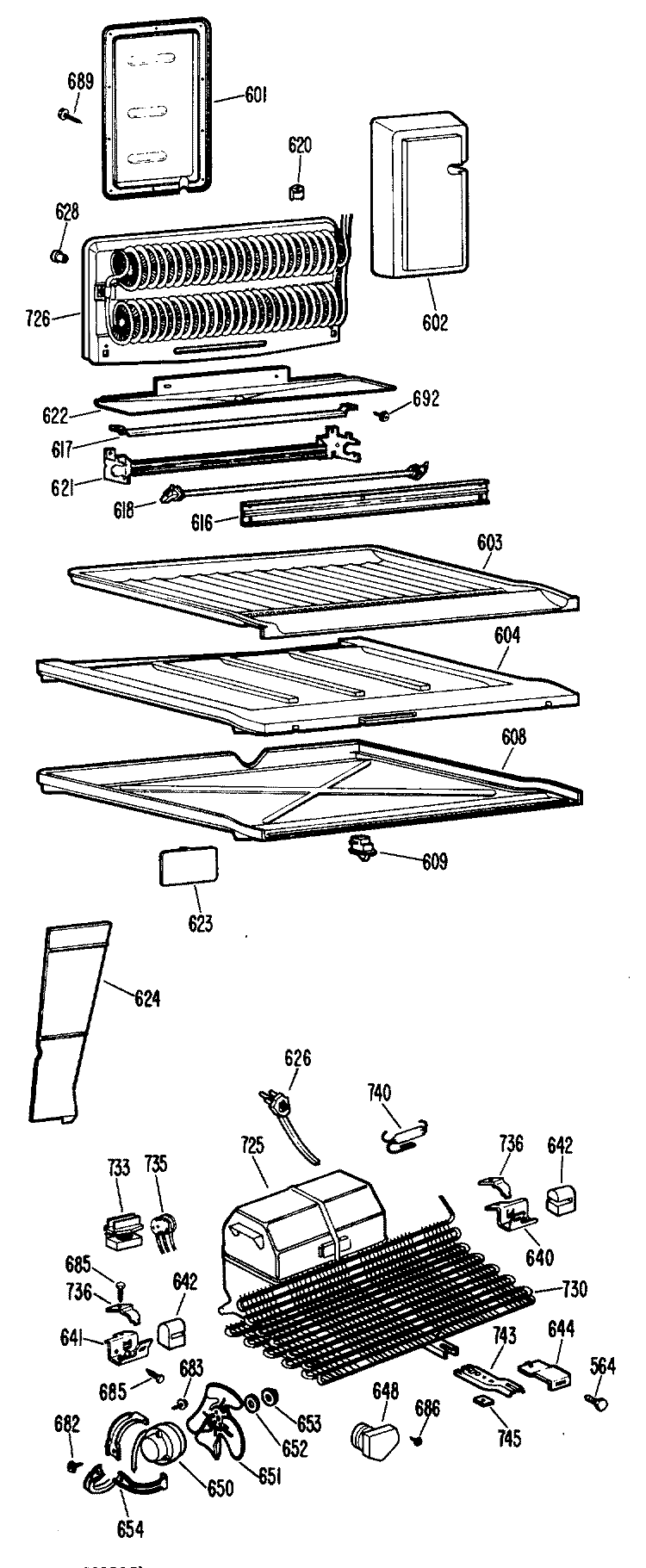Section Diagram and Parts List for CTF17PBDL  Hotpoint Refrigerator