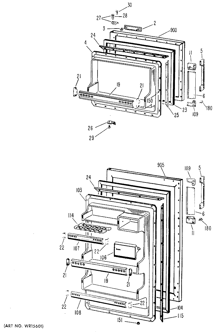 Section Diagram and Parts List for CTA14CBSR  Hotpoint Refrigerator