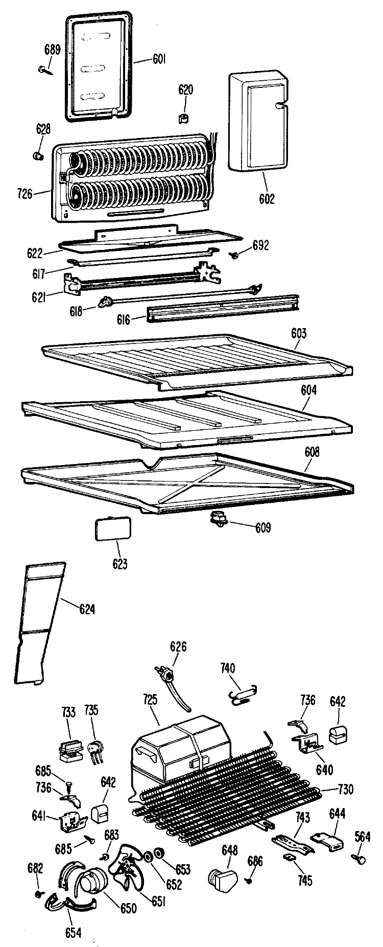 Section Diagram and Parts List for CTF19GBDR  Hotpoint Refrigerator