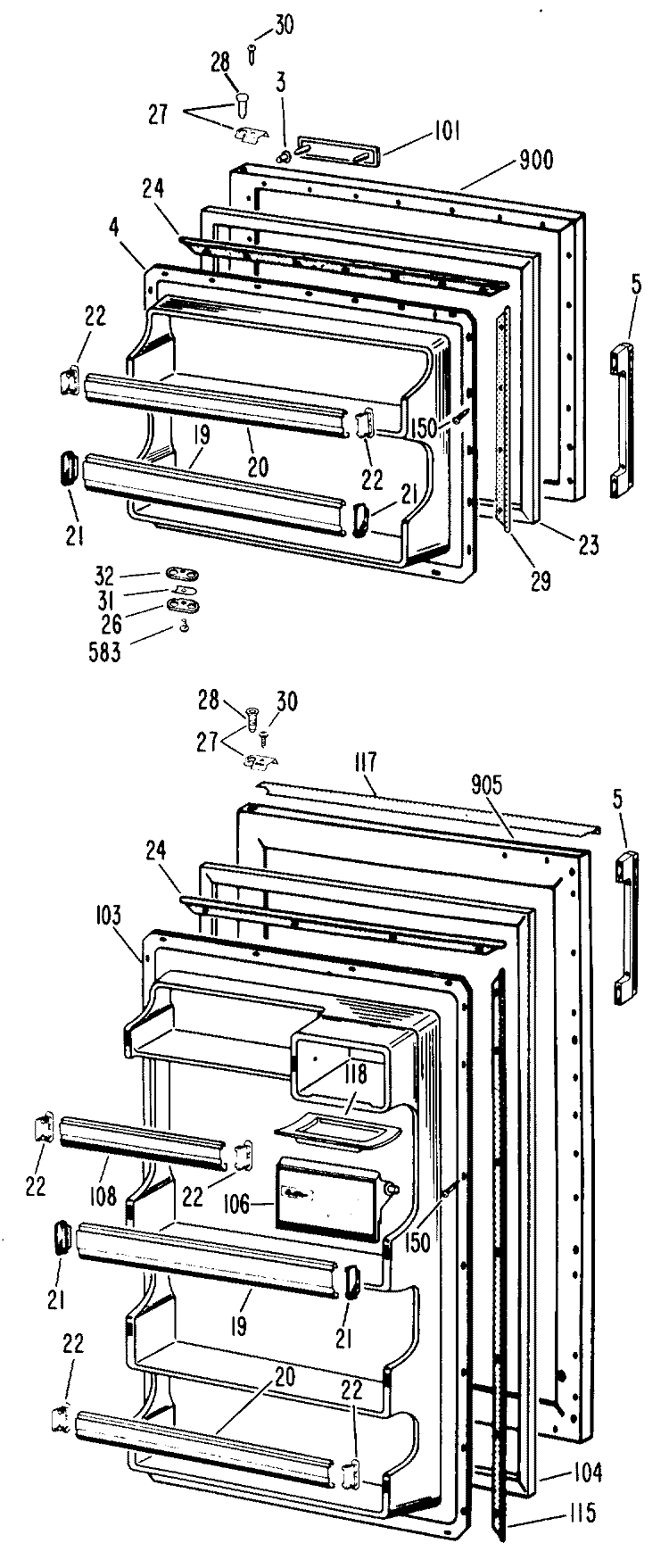 Section Diagram and Parts List for CTFM15VBFL  Hotpoint Refrigerator