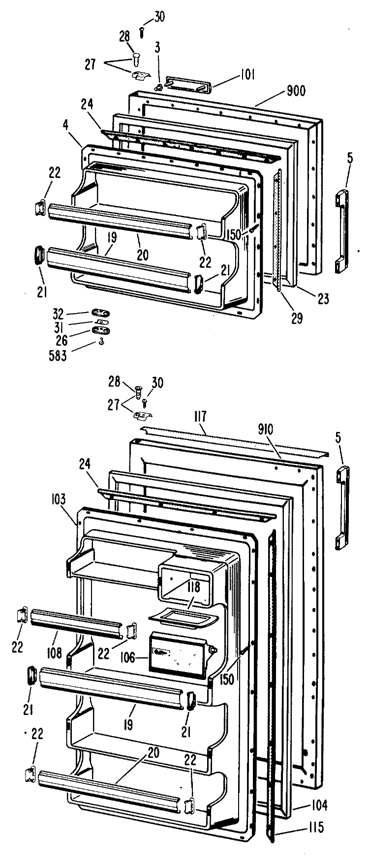 Section Diagram and Parts List for CTF15CBDL  Hotpoint Refrigerator