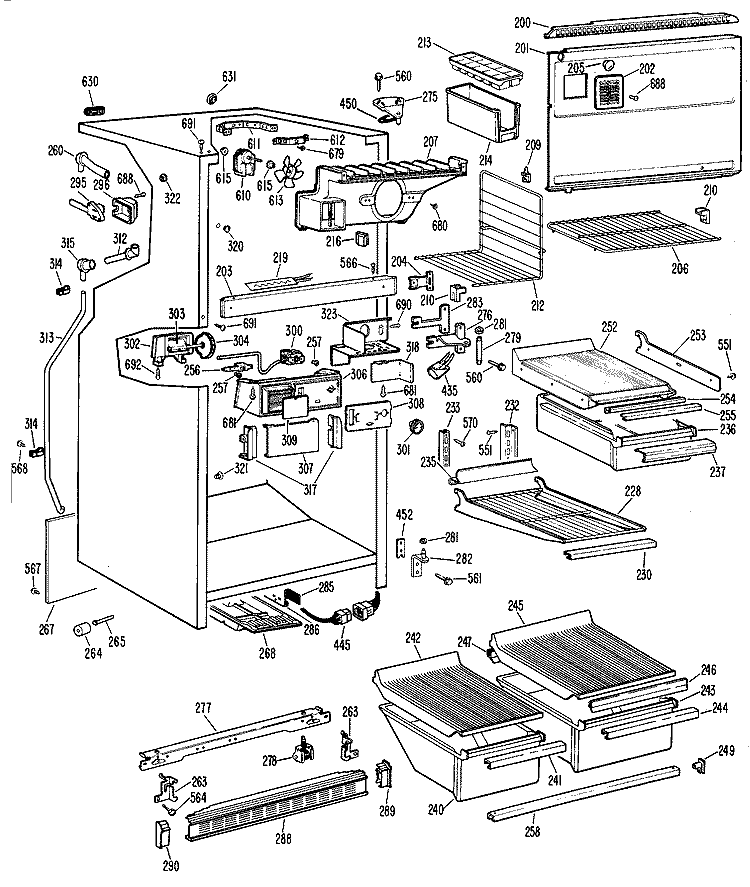 Section Diagram and Parts List for CTF19EBMR  Hotpoint Refrigerator
