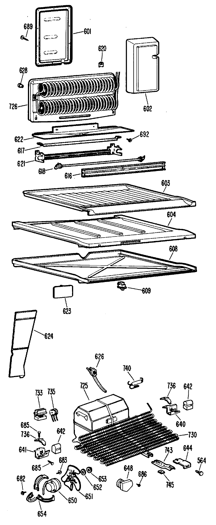 Section Diagram and Parts List for CTF19ECCR  Hotpoint Refrigerator