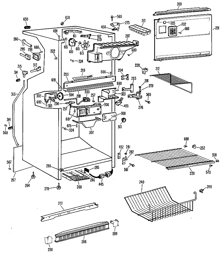 Section Diagram and Parts List for CTX18LFCR  Hotpoint Refrigerator