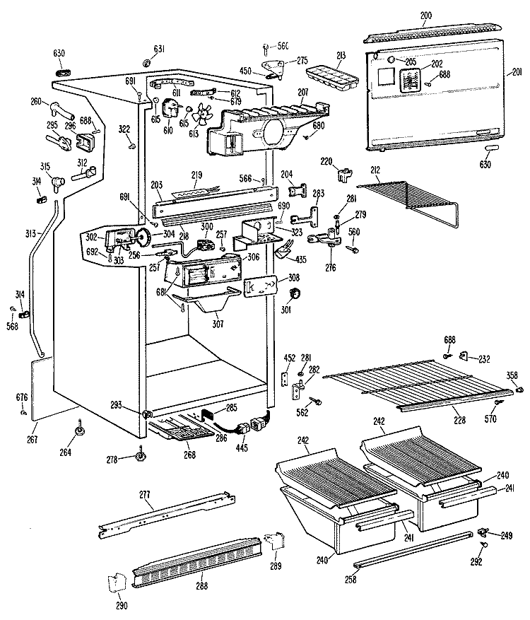 Section Diagram and Parts List for CTX18CGDR  Hotpoint Refrigerator