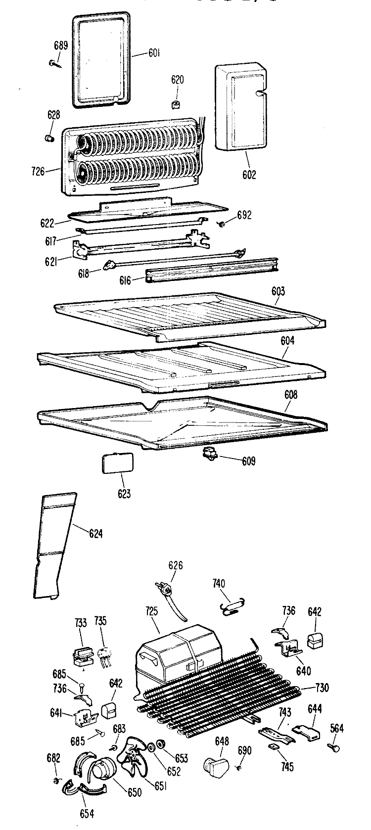 Section Diagram and Parts List for CTX18CGDR  Hotpoint Refrigerator
