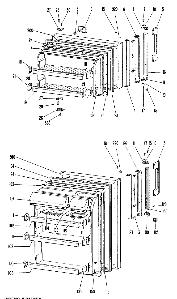 Section Diagram and Parts List for CTX18EGCR  Hotpoint Refrigerator