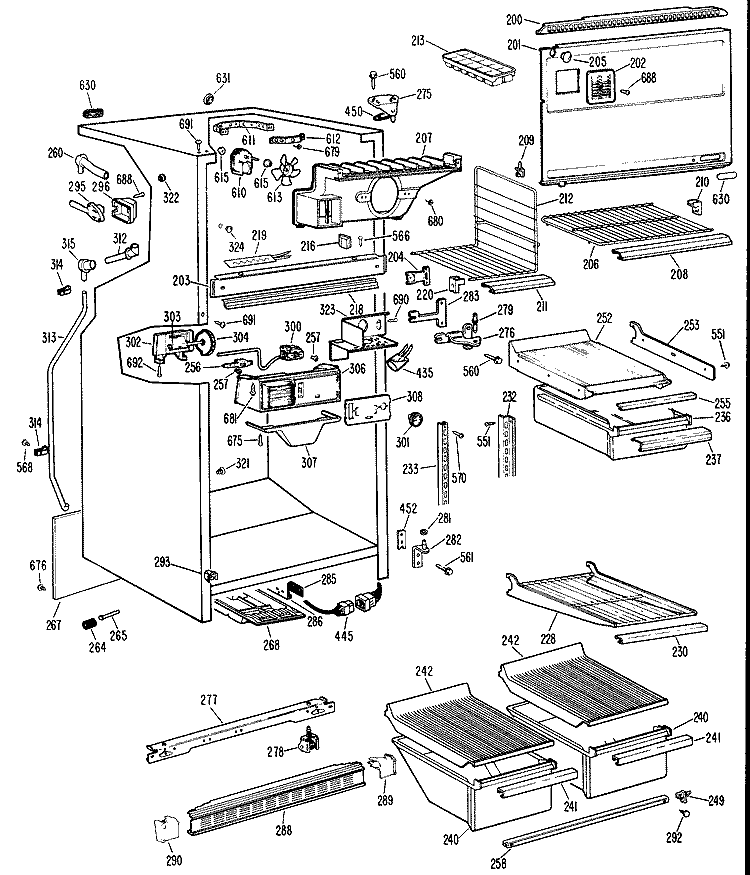 Section Diagram and Parts List for CTX18EGCR  Hotpoint Refrigerator