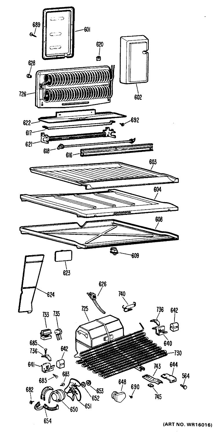 Section Diagram and Parts List for CTX18LGDR  Hotpoint Refrigerator