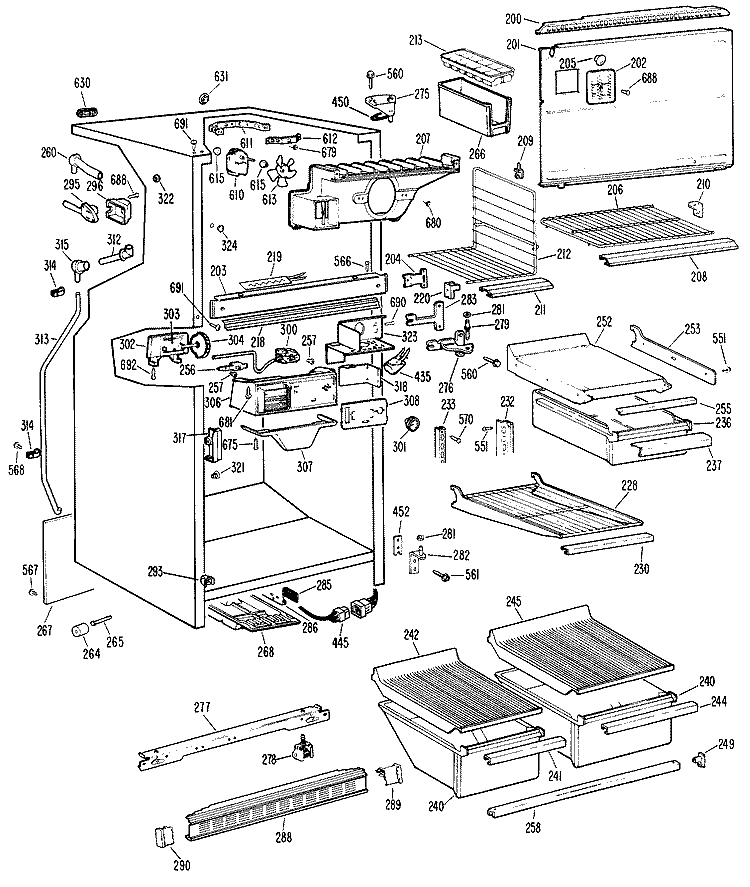 Section Diagram and Parts List for CTX20EGCR  Hotpoint Refrigerator
