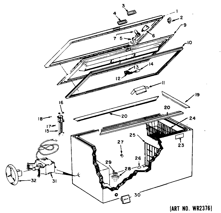 Section Diagram and Parts List for FH20CFC  Hotpoint Freezer