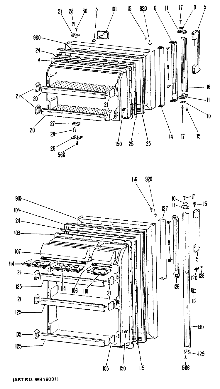 Section Diagram and Parts List for CTX20GGCR  Hotpoint Refrigerator