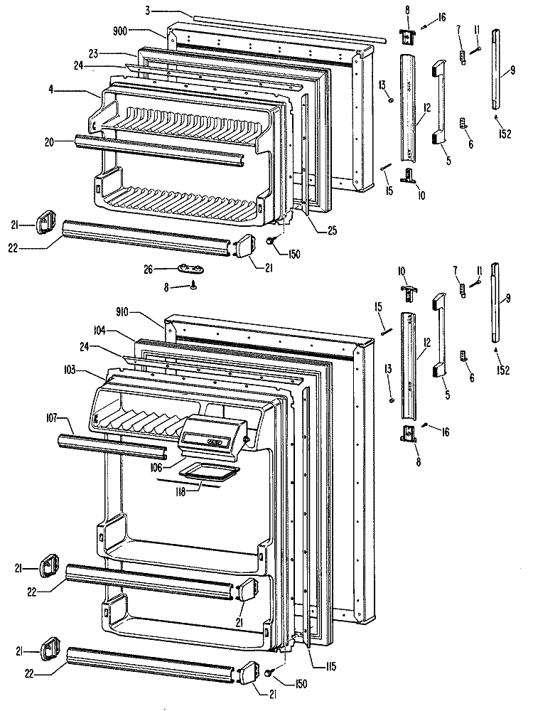 Section Diagram and Parts List for CTA13CGEL  Hotpoint Refrigerator
