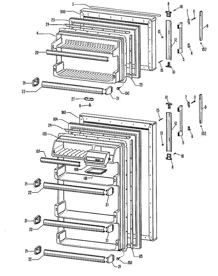 Section Diagram and Parts List for CTA15CGER  Hotpoint Refrigerator