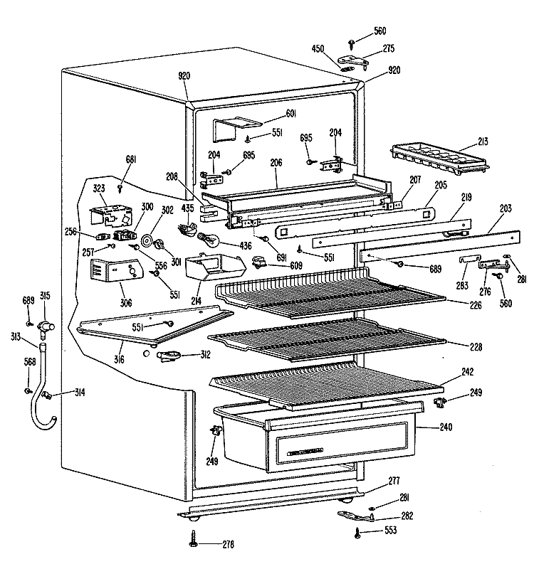 Section Diagram and Parts List for CTA15CGER  Hotpoint Refrigerator