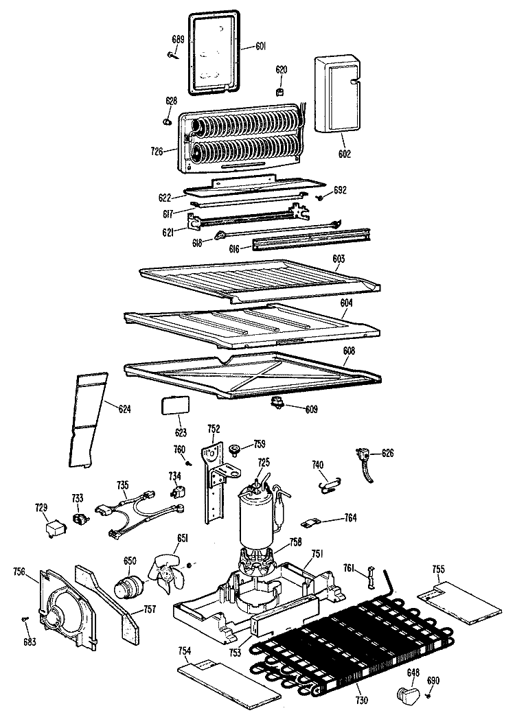 Section Diagram and Parts List for CTX18EHCR  Hotpoint Refrigerator