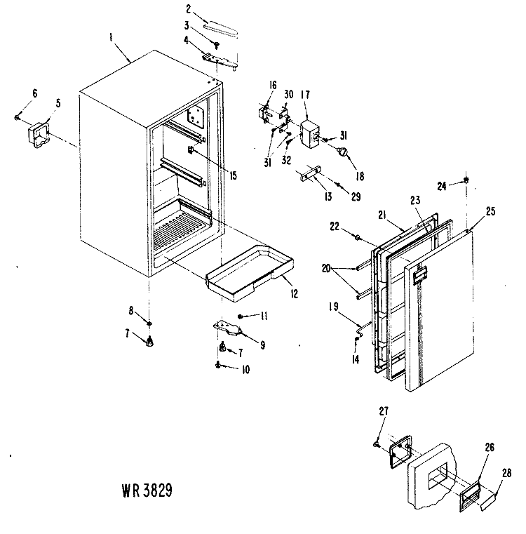 Section Diagram and Parts List for FV5CLB  Hotpoint Freezer