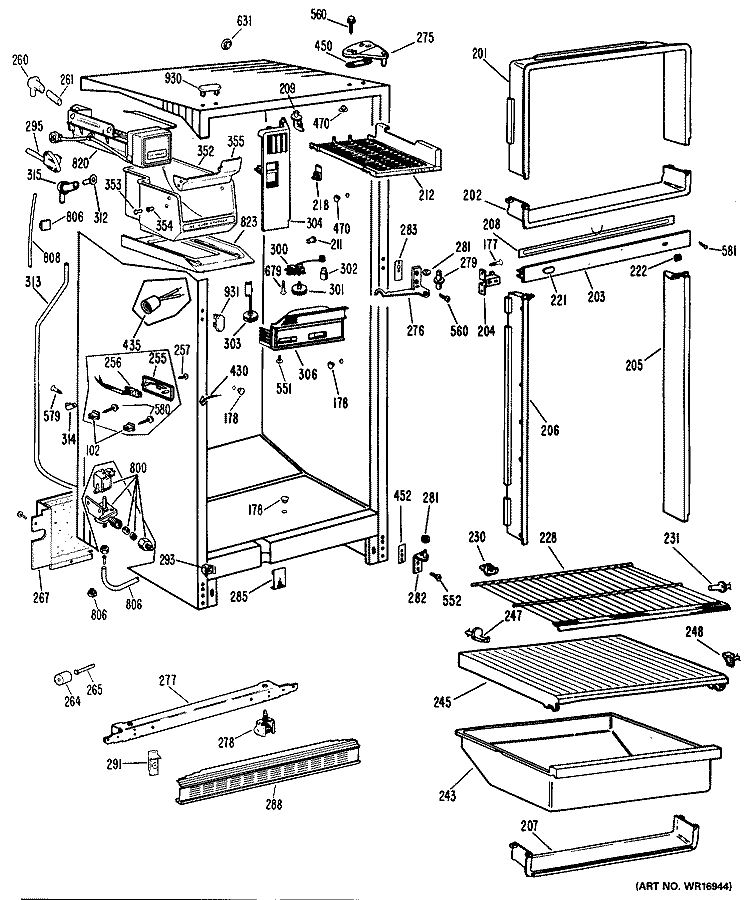 Section Diagram and Parts List for CTF14AKC  Hotpoint Refrigerator