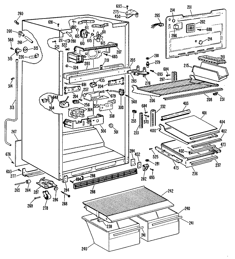 Section Diagram and Parts List for CTX24GKER  Hotpoint Refrigerator