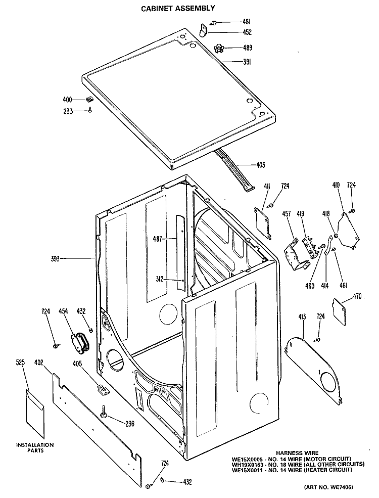 CABINET ASSEMBLY Diagram and Parts List for DRB2885MAL  General Electric Dryer