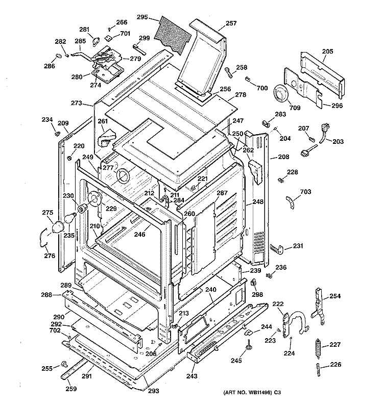 BODY PARTS Diagram and Parts List for RGB745WEV3WW  Hotpoint Range