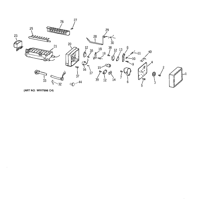 ICEMAKER WR30X0303 Diagram and Parts List for MSK22GRXDAD  General Electric Refrigerator