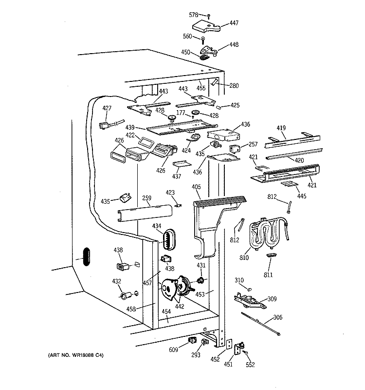 FRESH FOOD SECTION Diagram and Parts List for TPG21JRBABB  General Electric Refrigerator
