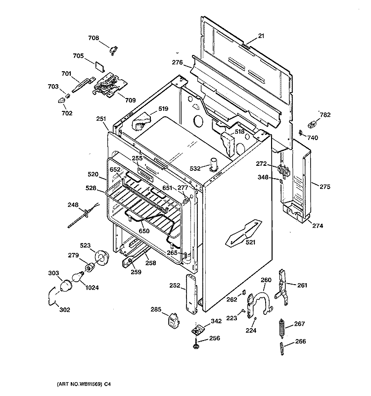 BODY PARTS Diagram and Parts List for JBP26AY4  General Electric Range