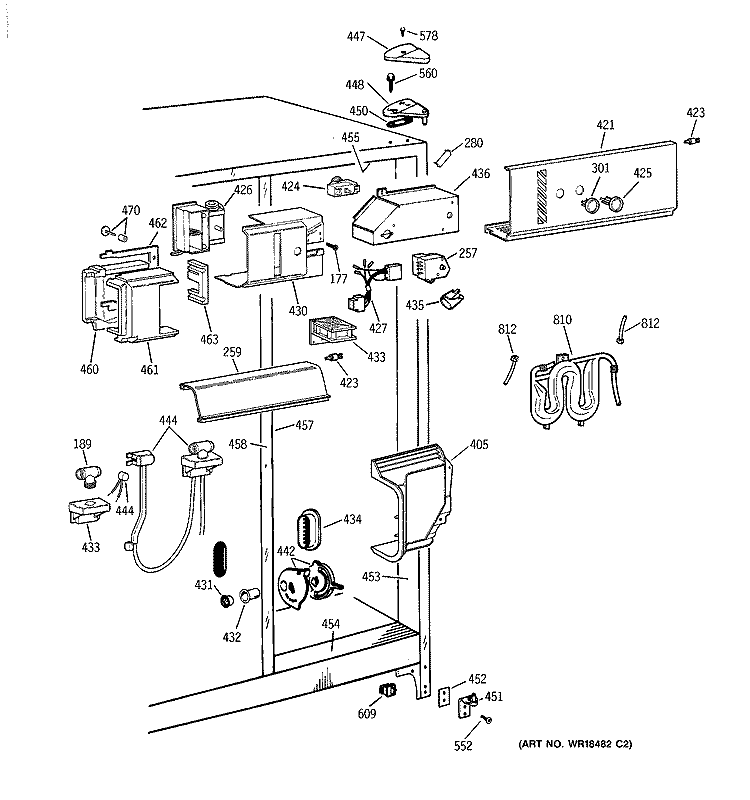 FRESH FOOD SECTION Diagram and Parts List for TFJ22PRBAWW  General Electric Refrigerator