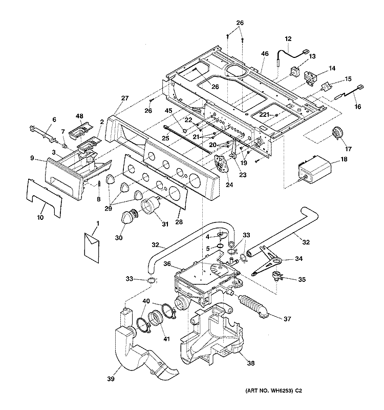 CONTROL PANEL Diagram and Parts List for WSXH208V0WW  General Electric Washer