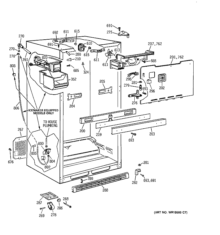 CABINET Diagram and Parts List for TBX21NIBLRAA  General Electric Refrigerator