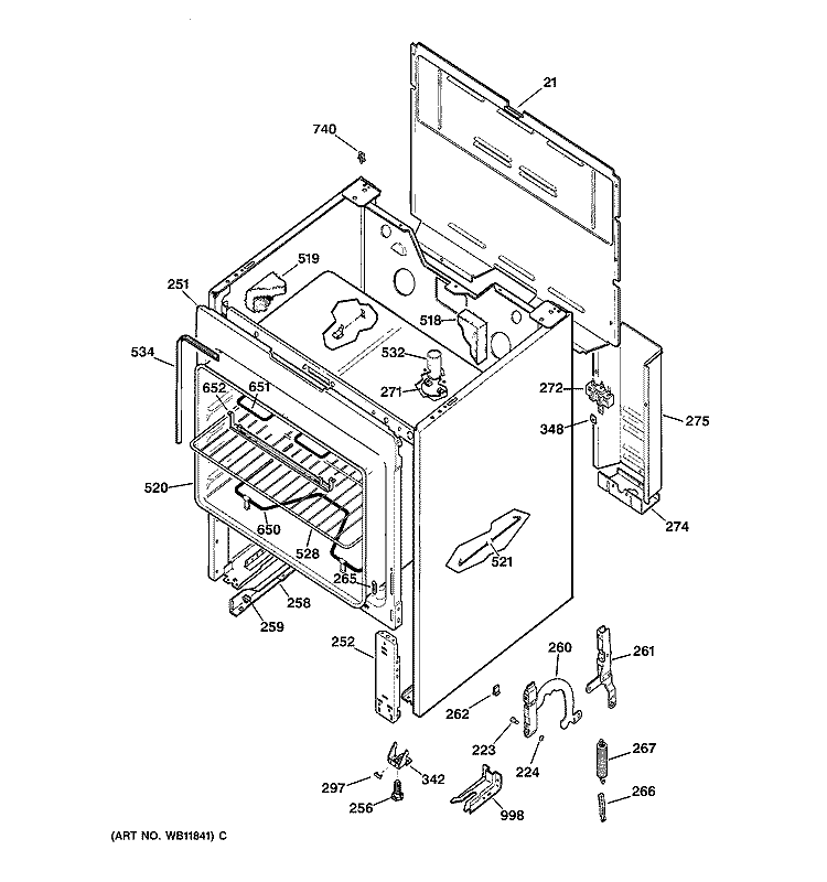 BODY PARTS Diagram and Parts List for RB525GV5  Hotpoint Range