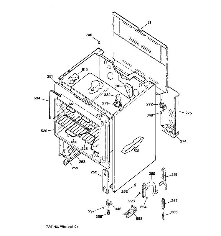 BODY PARTS Diagram and Parts List for RB525V4  Hotpoint Range