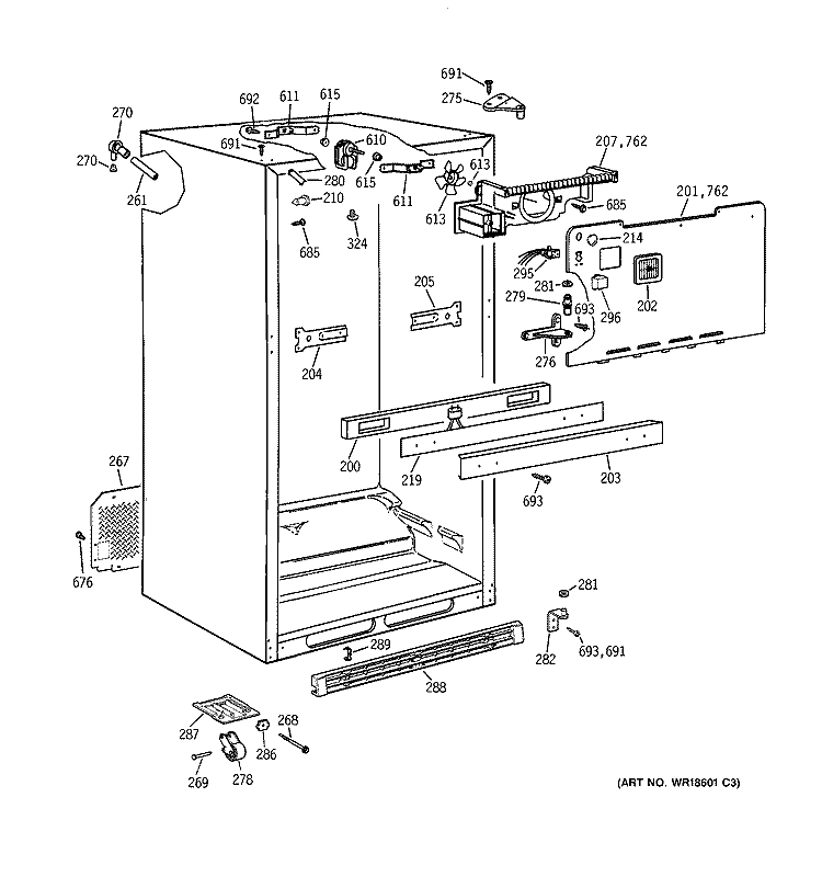 CABINET Diagram and Parts List for CTX21EABLRAA  Hotpoint Refrigerator