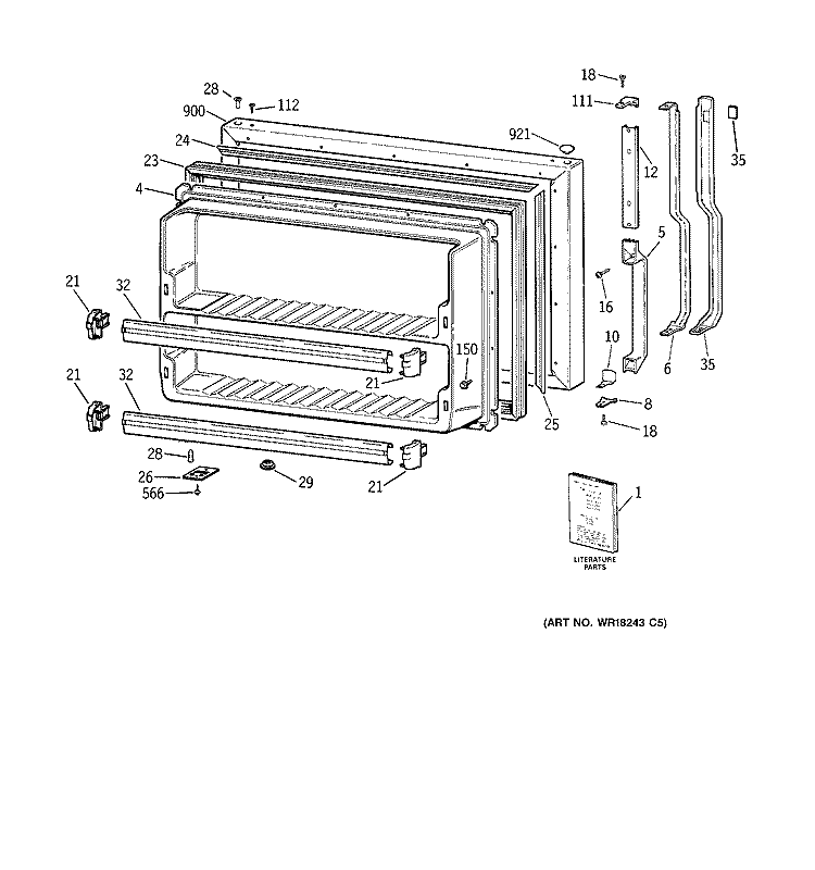 FREEZER DOOR Diagram and Parts List for CTX21HABLRAA  Hotpoint Refrigerator