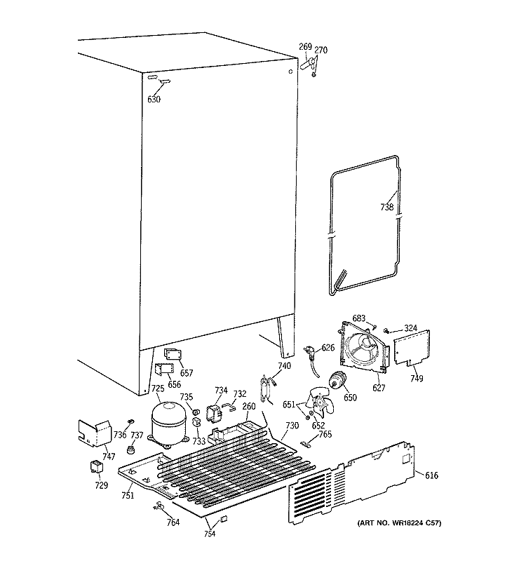 UNIT PARTS Diagram and Parts List for CST20KABAAD  Hotpoint Refrigerator