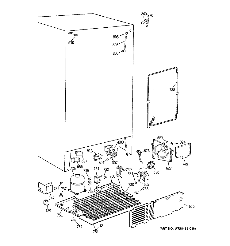UNIT PARTS Diagram and Parts List for CST25GRBAAA  Hotpoint Refrigerator